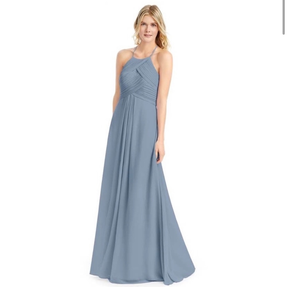 Azazie Ginger dress. Dusty blue. Sz 0